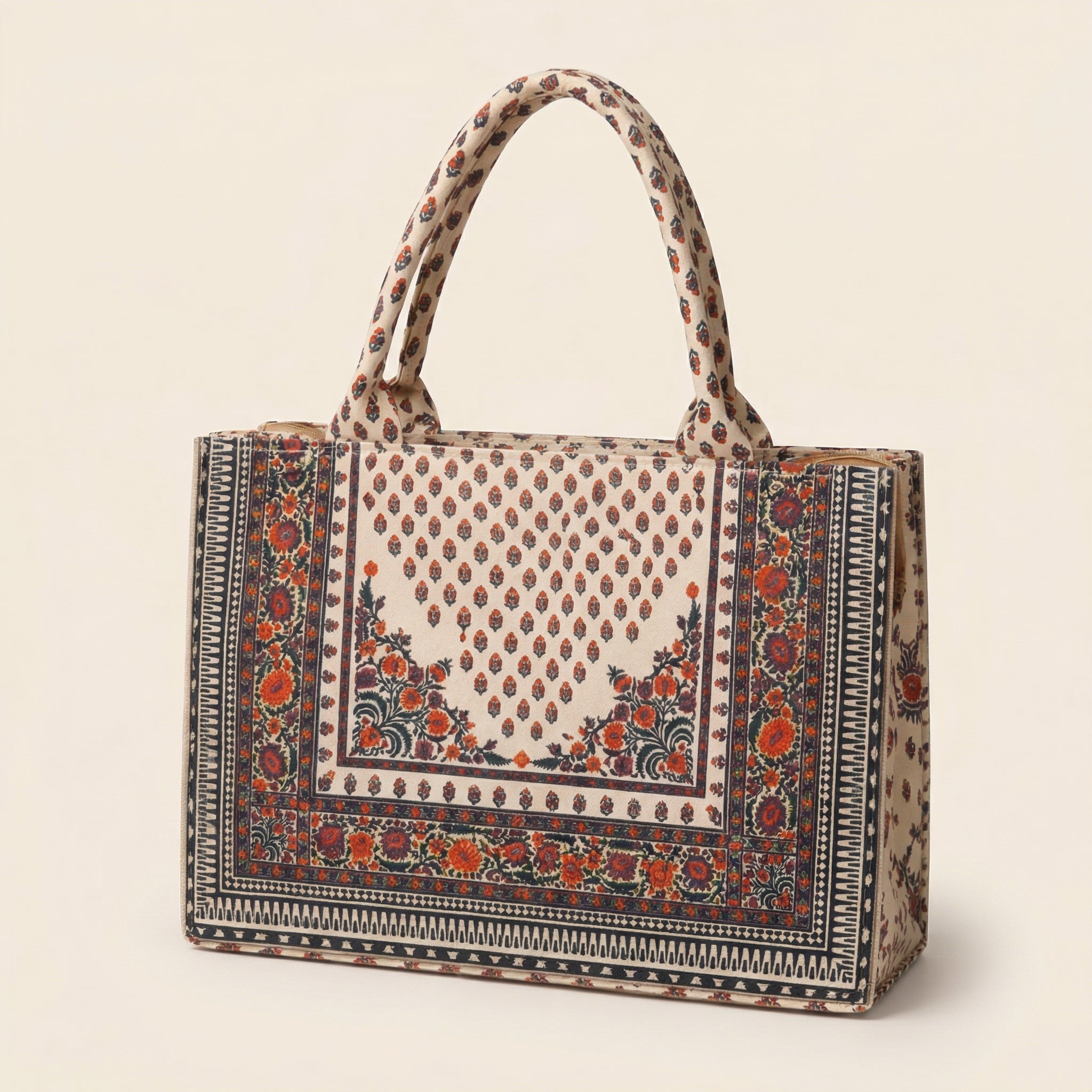 Floral Print Canvas Tote Bag – Daily Use